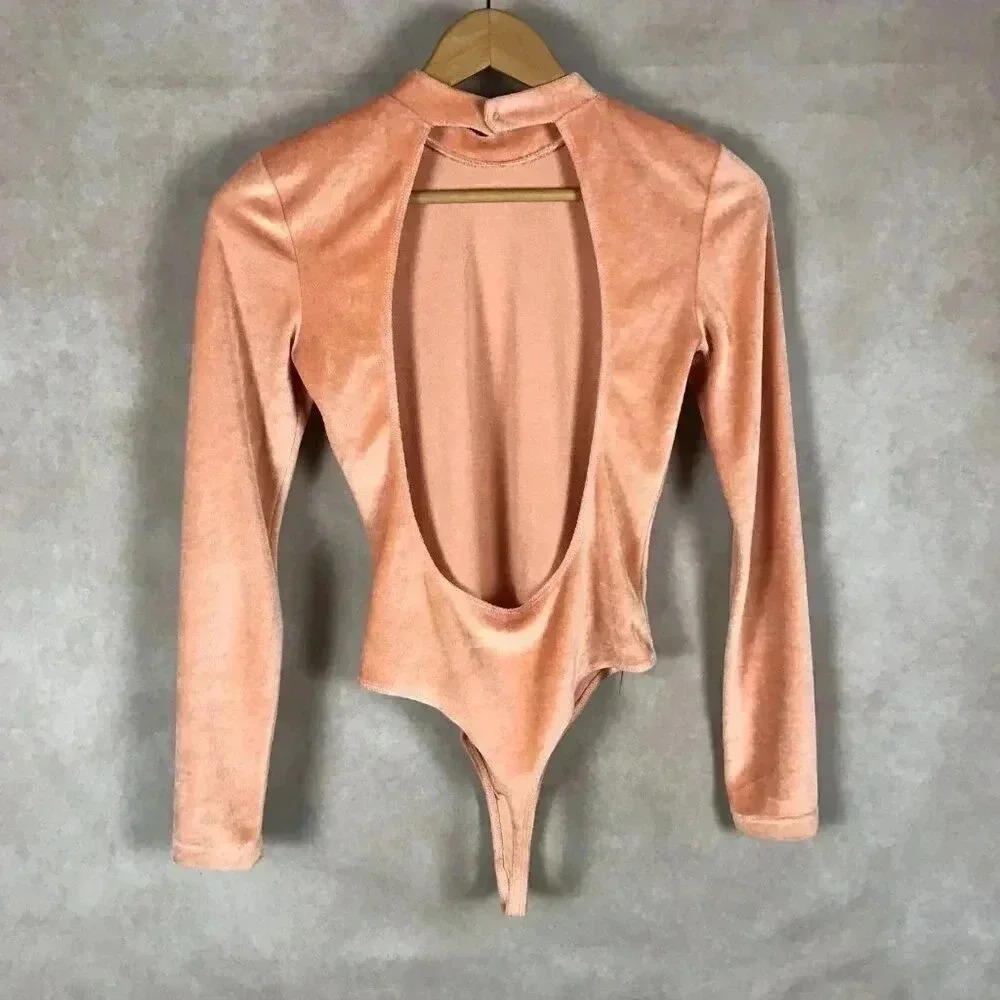 Urban Outfitters Velvet Long Sleeve Bodysuit SMALL - Picture 4 of 13